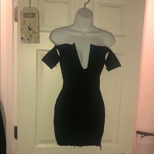 Better Be ribbed Black Off-Shoulder Dress
